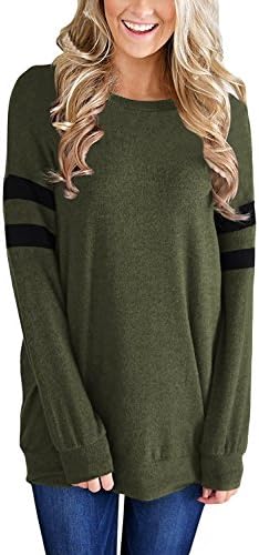 Miusolo Womens Casual Lightweight Color Block Long Sleeve Sweatshirt Tunic Tops