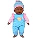 Soft Baby Doll With Take Along Blue and Pink Doll Backpack Carrier, Briefcase Pocket Fits Doll Accessories and Clothing African American 13 Inch