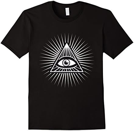 Mens illuminati big eye pyramid symbol humor T-Shirt black Small Black
