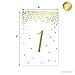 Andaz Press Metallic Gold Confetti Polka Dots Wedding Table Numbers 1-20, 4x6-Inches Table Number Cards For Wedding Reception Table Number For Seating Chart For Wedding Reception, Restaurant, Boda