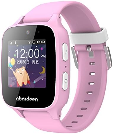 Abardeen GPS GSM Tracker Smart Watch Bracelet for Kids Anti Lost SOS Waterproof Support Android IOS (Pink)
