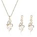 KAVANI Women's Gold Plated Wave-Shape Pendant Cubic Zircon Pearl Earrings and Pendant Necklace Jewelry Set