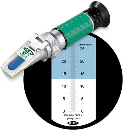 Vee Gee 43035 Handheld Refractometer, Sodium Chloride Scale, Sx-2 Model, 0-28% Range, 0.2% Resolution, No Atc