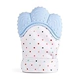 EGLAF Blue Teething Mitten is Teether That Stays on Baby's Hand for Self-Soothing Pain Relief