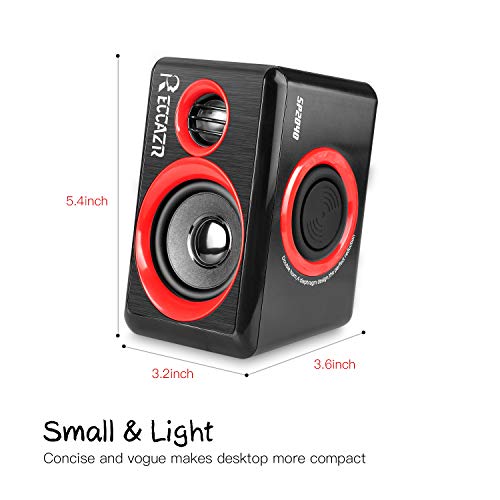 PC Computer Speakers, Reccazr SP2040 USB-Powered Multimedia Desktop Speaker with Stereo Sound Built-in 4 Diaphragms|Red - Thumbnail 7