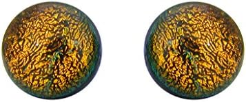Sterling Silver Orange Dichroic Glass Stud Earring 10mm