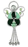 Irish Angel Suncatcher Stained Glass with Shamrock and Bell Chimes
