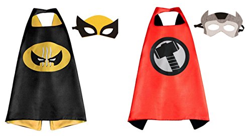 Thor & Wolverine Costumes - 2 Capes, 2 Masks with Gift Box by Superheroes