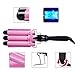 3 Barrel Curling Iron 1 Inch Waver Iron Wand Fast Heating with LCD Temperature Display 176°F to 410°F - for All Types of Hair Pink (Pink 1)