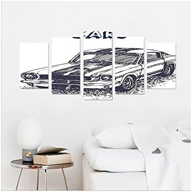Liguo88 Custom canvas Apartment Decor Grunge Style Old Nostalgic Sports Car Theme Illustration Speed Vehicle Manly Design Bedroom Living Room Decor Black White