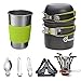 Odoland Camping Cookware Stove Carabiner Canister Stand Tripod and Stainless Steel Cup, Tank Bracket, Fork Knife Spoon Kit for Backpacking, Outdoor Camping Hiking and Picnic primary