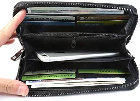Black AWMYHKDW Lady Wallet Long Brand Hand Bags Pu Leather Women Wallet for Cards Coins Phone Wallet Cool Rivet Lady Purse