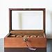 Caddy Bay Collection Vintage Wood Watch Display Storage Case Chest with Glass Top Holds 10+ Watches with Adjustable Soft Pillows and High Depth for Larger Watches