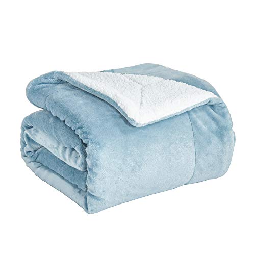 MERRYLIFE Decorative Sherpa Throw Blanket Ultra-Plush Comfort | Soft, Colorful | Home, Couch, Outdoor, Travel Use (60" 70",Blue