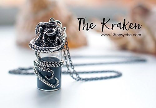 Octopus Necklace. Potion bottle necklace, poison vial, miniature bottle necklace, gift for women, gothic necklace, octopus pendant,