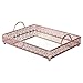 Giovanni Rose Gold Mirror Top Serving Tray, Rectangular Metal Ornate Accent Vanity Food Decorative Display Platter Dessert Cupcake Holder Food Snacks Wine Butler