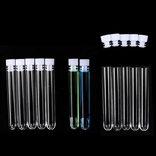 DEPEPE 60 Pcs 13x75mm Clear Mini Plastic Test Tubes with Caps (6ml), for Scientific Experiments, Party, Powders Spices Beads Storage Containers