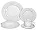 Melange 40-Piece Porcelain Dinnerware Set (English Lace) | Service for 8 | Microwave, Dishwasher & Oven Safe | Dinner Plate, Salad Plate, Soup Bowl, Cup & Saucer (8 Each)