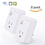 WIFI Smart Plugs 2 Pack Mini Wireless Plug Outlet Socket Work with Amazon Alexa Echo, Remote Control with APP from Ankuoo, Timer, No Hub Required, for Home/Office/Lamp/Light