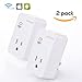 WIFI Smart Plugs 2 Pack Mini Wireless Plug Outlet Socket Work with Amazon Alexa Echo, Remote Control with APP from Ankuoo, Timer, No Hub Required, for Home/Office/Lamp/Light
