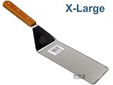 M.D.S Cuisine Cookwares Spatula XLarge Serving Scrapper Solid Wood Handle Stainless Steel Blade Flexible Turner.