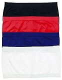 3 Pack Seamless Bandeau Top Nylon Spandex Multiple Colors,One Size,4 Pack White_Black_Navy_Red