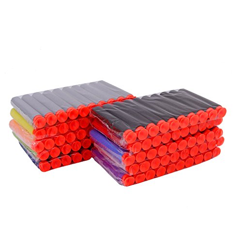 EKIND 100Pcs Suction Darts Refill Foam Bullet for Nerf N-strike Elite Guns (10 different color)