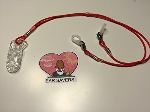 Red Bilateral Lanyard Clip for Hearing Aids or Cochlear Implants