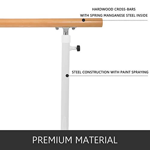 Popsport 4 Feet Height Ballet Barre?Freestanding Ballet Bar Professional Height Floor Mount(4FT,White Single)