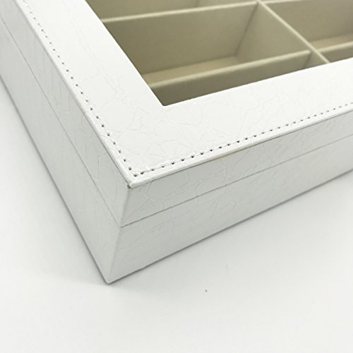 UnionPlus 8-Slot Eyeglass Sunglass Glasses Organizer Collector - Crocodile Faux Leather Storage Case Box (White Croco) - Thumbnail 5