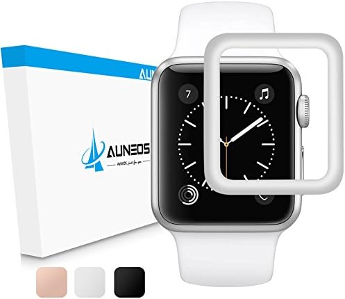 Apple Watch Screen Protector [Exclusive to Series 3], AUNEOS Apple Watch Series 3 38MM Screen Protector [Self-Absorption] Tempered Glass Cover for Apple Watch Nike+, Hermès, Edition (Silver, 38mm)