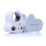 EnTeck 30X 60X Dual Lens LED Illuminated Jewelry Magnifier, Pocket Microscope Magnifying Jewelers Eye Loupe Glasses