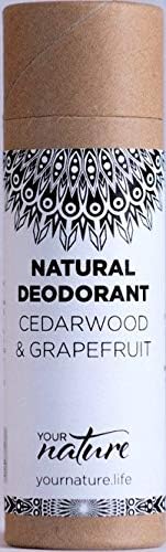 Natural Deodorant Stick, Plastic Free, Aluminium Free, Cruelty Free, Eco Friendly, Handmade in the UK for Women & Men (Cedarwood & Grapefruit)