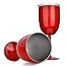 Amzyt wine sippy cup for adult Double-Walled Insulated Unbreakable Goblets BPA-Free Leak Resistant Lid For Red White Wine, Brushed Metal(10 oz)
