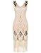 PrettyGuide Women 1920s 1920s Gatsby Vintage Sequin Art Deco Cocktail Flapper Dress S Gold Beige