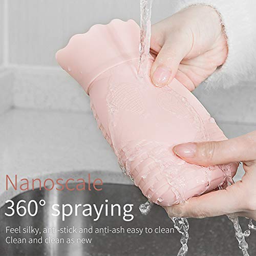 Microwave Heating Bottle Environmental Silicone Transparent Hot Water Bag with Knit Cover, Hot & Cold Therapies - Gift for Birthday, Christmas, Valentine's Day, Gift Exchange Party (Large, Pink)