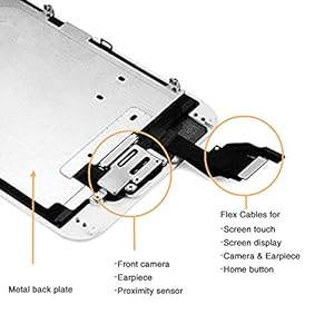 Xlhama Display LCD Touch Screen per iPhone 6 Schermo Bianco con Tasto Home Fotocamera Frontale Altoparlante Sensore di ProssimitÃ  Kit Frame con Pellicola Vetro temperato - immagine 4