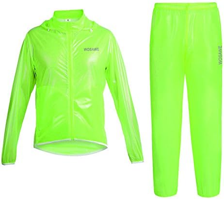 SUN Waterproof Cycling Safety Wind Coat Raincoat and Pant Set Bicycle Jersey Suit SCS28 Fluorescent Green M