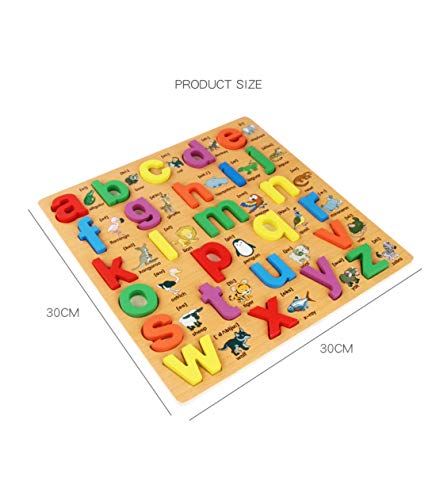 JBBERTH Wooden Puzzles Toddler Puzzles Alphabet Educational Toys Wooden Peg Puzzle for Toddlers (Set of 2) Numbers, Letters Puzzle Educational Toys Kids Jigsaw Puzzle