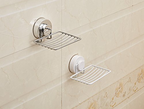 changhao 2 Pack Soap Dish Holder, Super Powerful Vacuum Suction Cup Soap Saver - for Bathroom & Kitchen - Easy Installation and No Drilling Stainless Steel