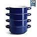 Sweese 108.103 Porcelain Bowls with Handles - 20 Ounce for Soup, Cereal, Stew, Chill, Set of 4, Navy