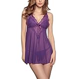 Lkous Sexy Hollow Lingerie Lace Babydolls Chemise Nightwear for Women