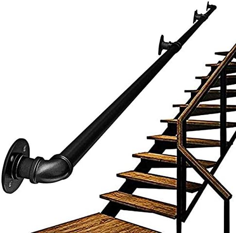 屋外のステップのための産業金属の手すり壁に取り付けられた黒い