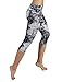 ODODOS Power Flex Women's Tummy Control Workout Running Printed Capris Yoga Capris Pants Hidden Pocket,Crosstalk, Large