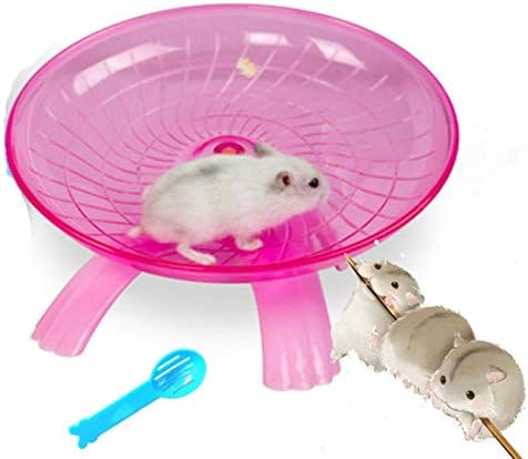 Yiteng ペット用品 ハムスター 回し車 走る おもちゃ ピンク ストレス解消 フライングソーサー回し車 ケージアクセサリー 新作多数 シャベル付き清掃用