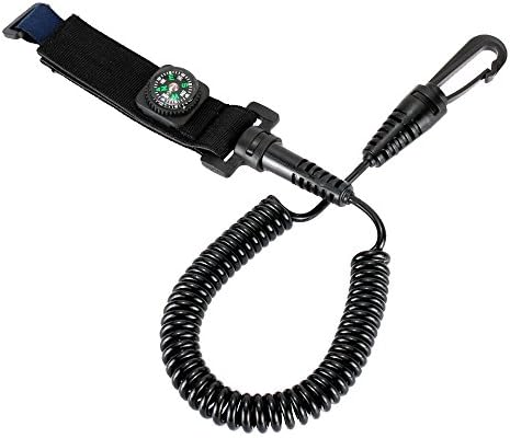 Coiled Nylon Paddle Leash with Compass for Canoe Kayak Paddle Fishing Rod Stretch to 1.9M