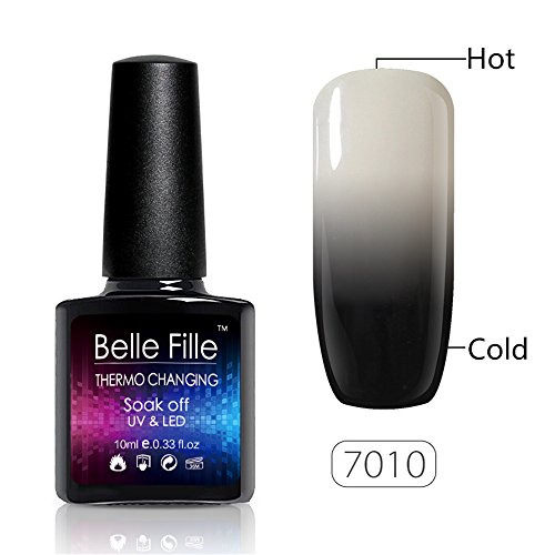 Belle Fille Temperature Changing Color Gel Nail Polish Varnish UV LED Manicure Soak Off Nail Art 10ml White to Black Belle Fille Temperature Changing Color Gel Nail Polish Varnish UV LED Manicure Soak Off Nail Art 10ml White to Black
