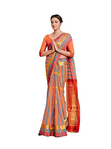 womens cotton saree with unstitched blouse piece [Uniform 2]