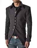 737 THELEES Mens Luxury UNIQUE Style Slim fit 8 Button Front Blazer Jacket CHARCOAL US XS(Tag size M)
