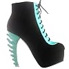 SHOW-STORY-Punk-Black-Aqua-Two-Tone-Lace-Up-Zip-High-top-Bone-Platform-Ankle-BootsLF80669